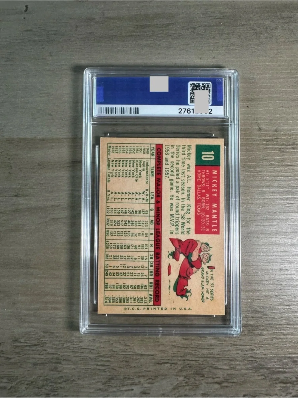 Mickey Mantle 1959 Topps #10 Gem Mint 10 Novelty Baseball Card. Yankees. - Picture 2 of 2